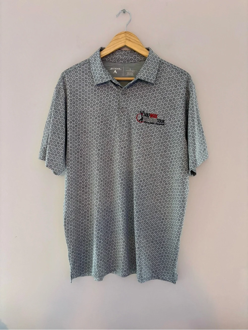 Antigua GolfWeek Amateur Tour Polo Shirt Men's Medium Gray Performance Golf Polo
